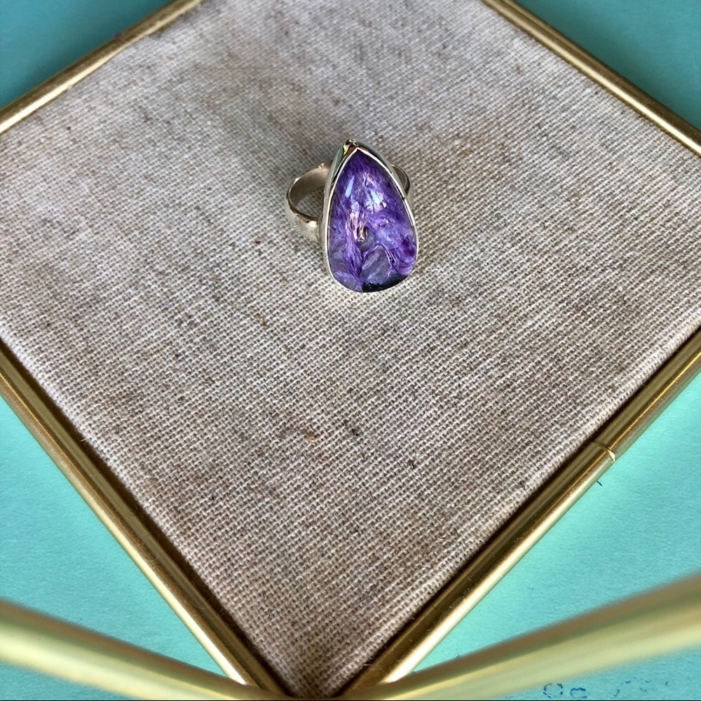 Charoite 925 silver ring